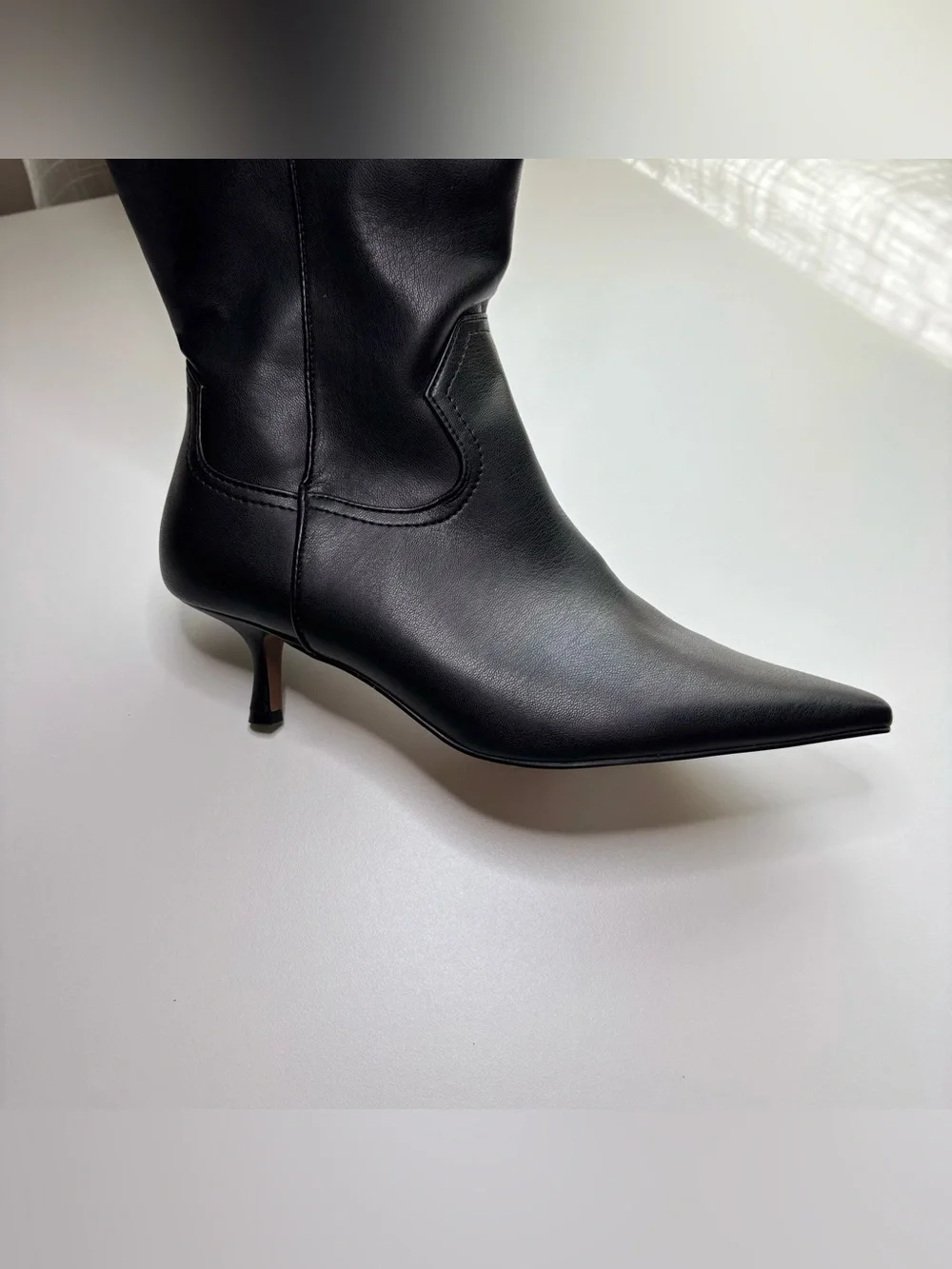 Steven New York New Britt Knee High Western Boots Black Pointed Toe 7.5